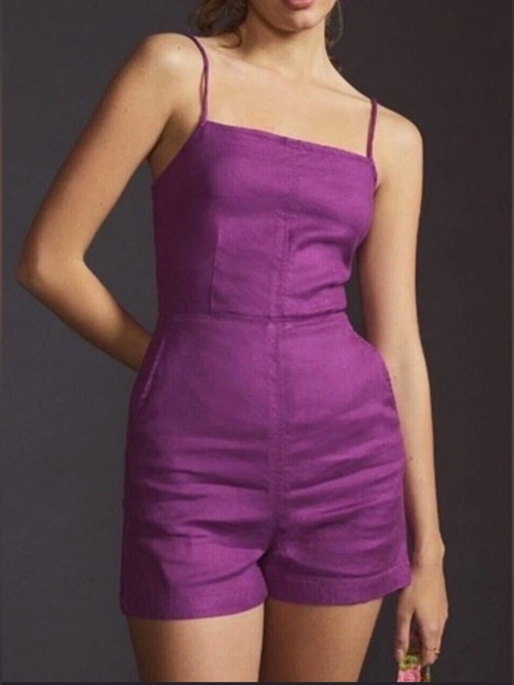 Anthropologie Maeve Lace-Up Tie-Back Mini Romper in size 12.